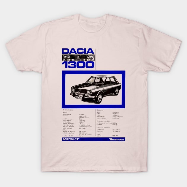 DACIA 1300 - technical specifications T-Shirt by Throwback Motors